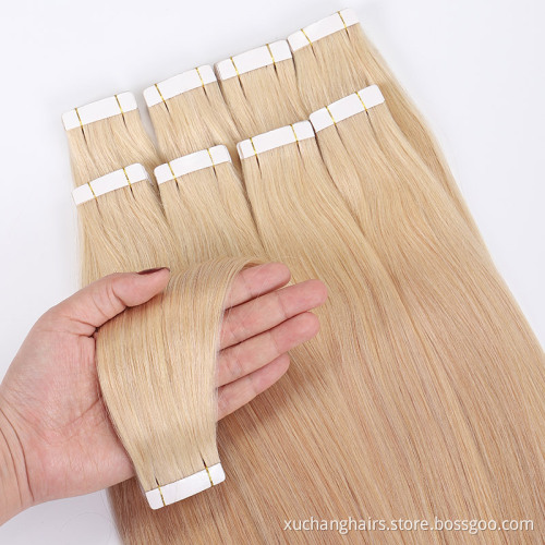 Wholesale tape in extension hair remy virgin double drawn natural hair extension human Straight tape hair extension vendor